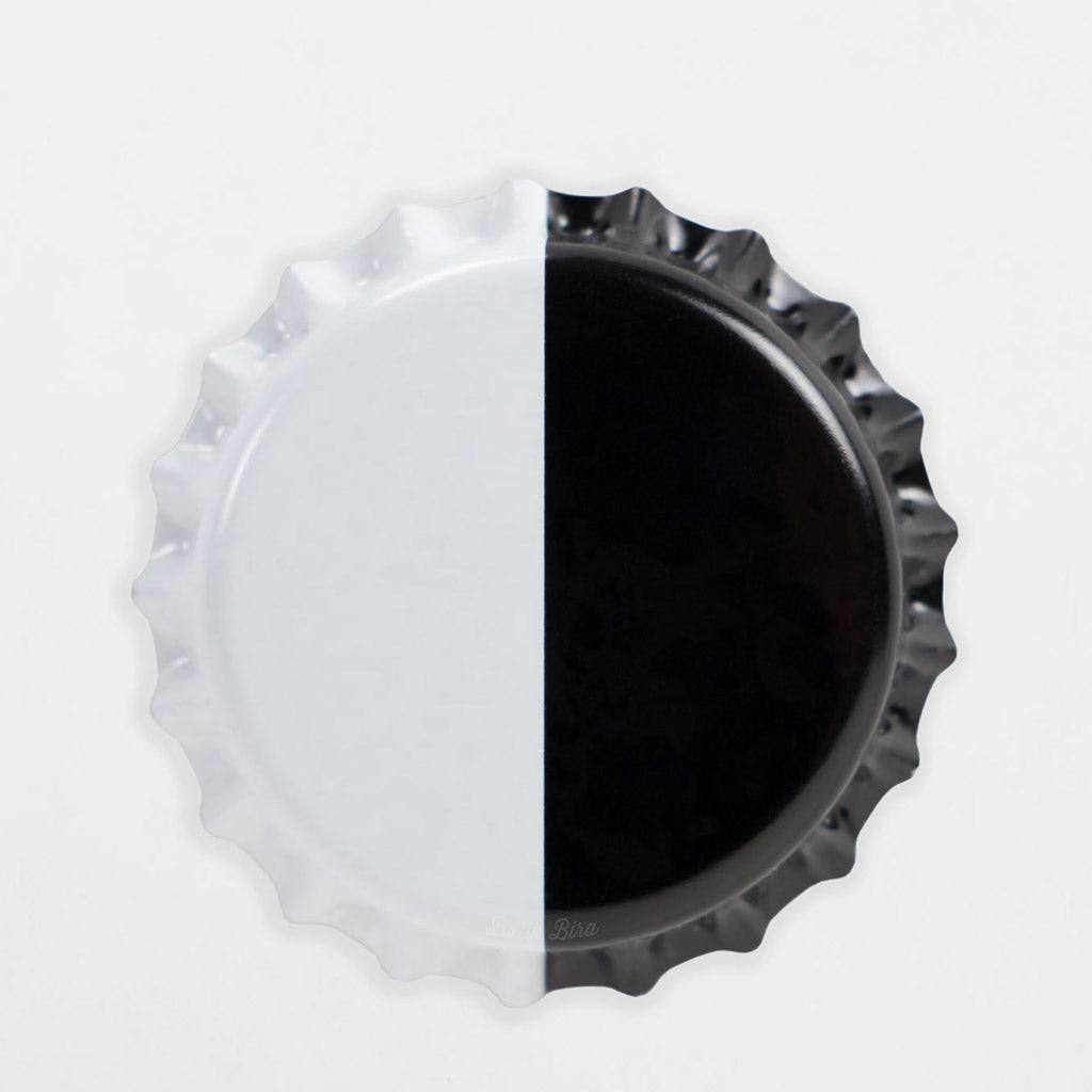 Siyah-Beyaz Renk Bira Şişesi Kapağı - Butikmatik